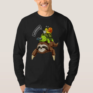 Luiaard Schildpad Slak Rugzak Rennen Rijden Team T T-shirt