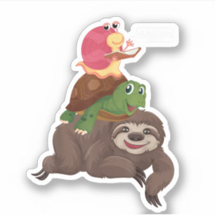 Luiaard Schildpad Slak Team Rugzakje Langzaam Graf Sticker
