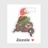 Luiaard Schildpad Snail Team Piggyback Slow Graphi Sticker (Vel)
