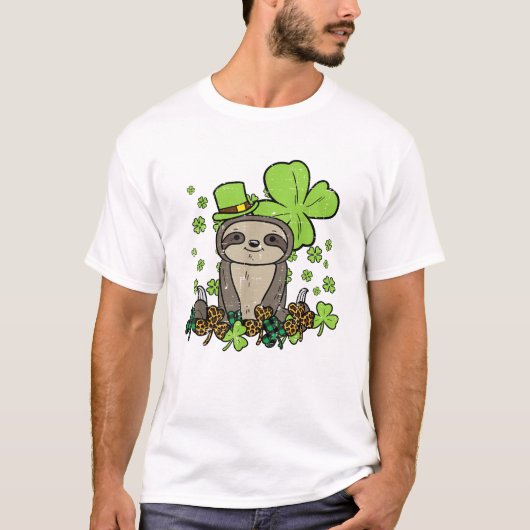Luiaard Shamrock Geruite Luipaard St. Patrick's Da T-shirt (Voorkant)