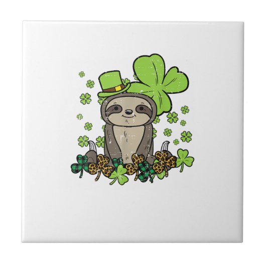 Luiaard Shamrock Geruite Luipaard St. Patrick's Da Tegeltje (Voorkant)
