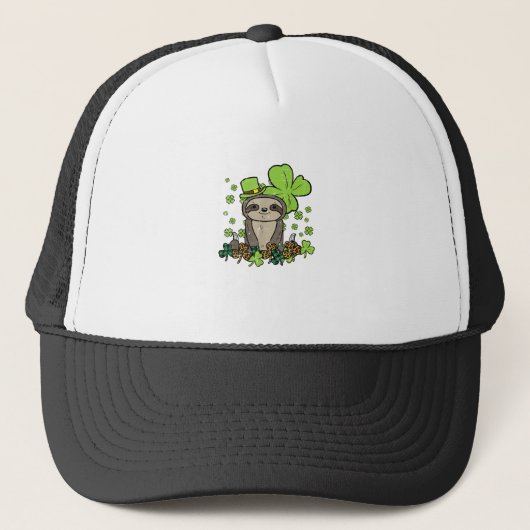 Luiaard Shamrock Geruite Luipaard St. Patricks Dag Trucker Pet (Voorkant)