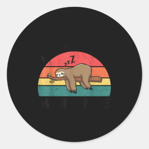 Luiaard-shirt doe niet ochtend mannen vrouwen grap ronde sticker