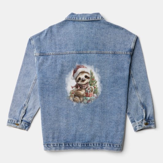 Luiaard Shirt Kerstman Hoed Denim Jacket (Achterkant)