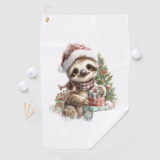 Luiaard Shirt Kerstman Hoed Golfhanddoek (Insitu)