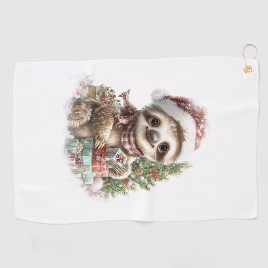 Luiaard Shirt Kerstman Hoed Golfhanddoek (Horizontaal)