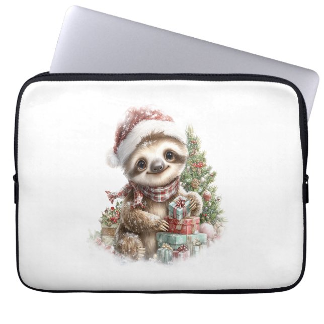 Luiaard Shirt Kerstman Hoed Laptop Sleeve (Voorkant)