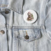 Luiaard Shirt Kerstman Hoed Ronde Button 5,7 Cm (In situ)