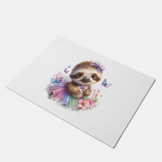 Luiaard Shirt Safari Rainbow Summer Deurmat (Schuin)