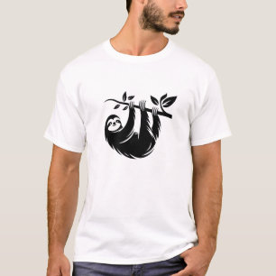 Luiaard silhouet minimalistische art deco stijl t-shirt