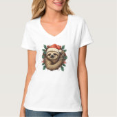 Luiaard Sinterklaas Kerst Schattigee Cartoon T-shirt (Voorkant)