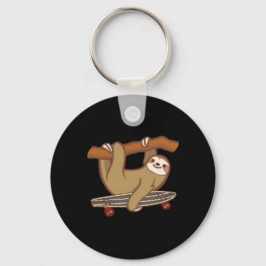 Luiaard Skateboard Luie Skateboarden  Sleutelhanger (Voorkant)