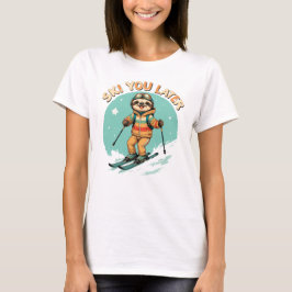 Luiaard Skiën - Grappige Winter Luiaard Ski Later T-shirt