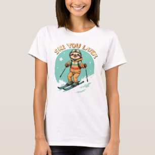 Luiaard Skiën - Grappige Winter Luiaard Ski Later T-shirt