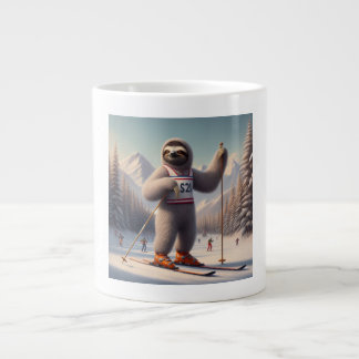 Luiaard skiën grote koffiekop