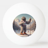Luiaard skiën pingpongbal (Achterkant)