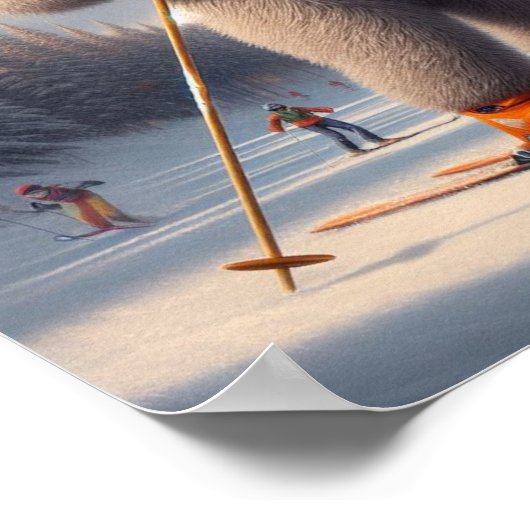 Luiaard skiën poster (Hoek)