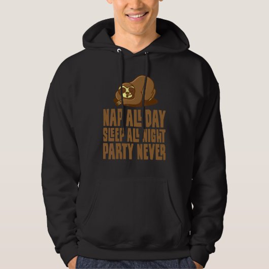 Luiaard Slaapt Hele Dag Hoodie (Voorkant)