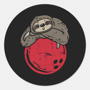 Luiaard Slapen op Bowling Ball Funny Bowler Mannen Ronde Sticker
