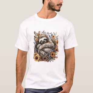 Luiaard Slapend Bloemig Slaperige Luiaard Duttend  T-shirt