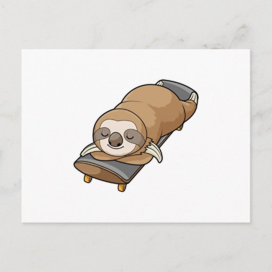 Luiaard Slapend met Skateboard Briefkaart (Voorkant)