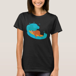 Luiaard Slapend Op Surfplank Cool Grote Golf Surf T-shirt