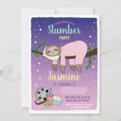 Luiaard Slumber Party Verjaardag Roze Films Popcor Kaart (Voorkant)