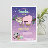 Luiaard Slumber Party Verjaardag Roze Films Popcor Kaart (Staand voorkant)