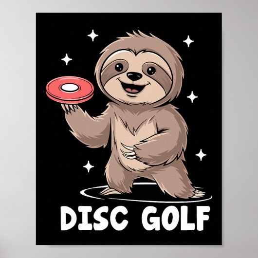 Luiaard speelt discgolf speler sport atleet spel poster (Voorkant)