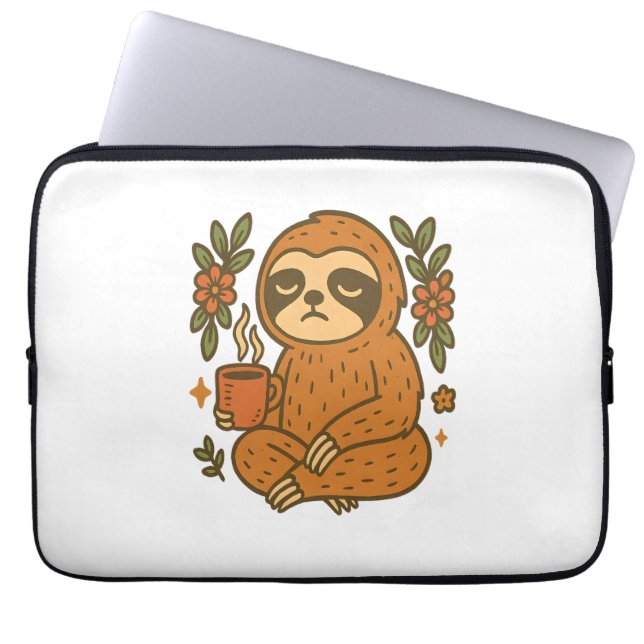 Luiaard Spelen Gitaar Laptop Sleeve (Voorkant)