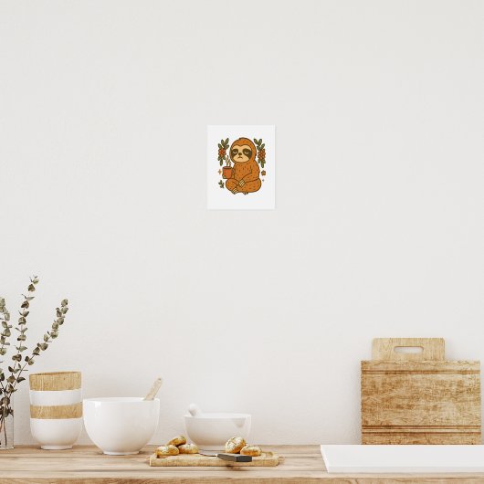 Luiaard Spelen Gitaar Poster (Keuken)