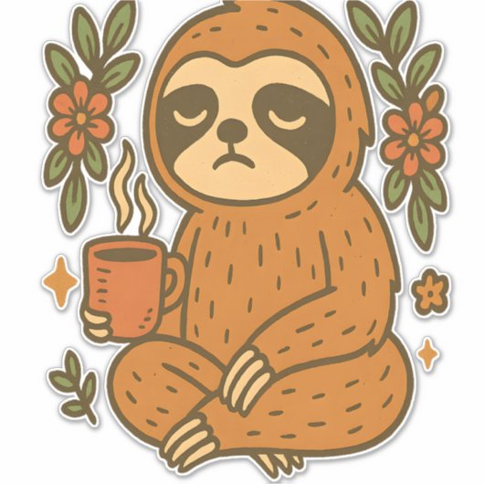 Luiaard Spelen Gitaar Sticker (Voorkant)