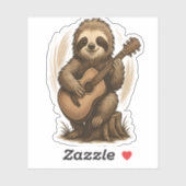 Luiaard Spelen Gitaar Sticker (Vel)