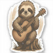Luiaard Spelen Gitaar Sticker (Voorkant)