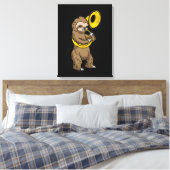 Luiaard Spelen Sousaphone Gift Mannen Sousaphone Canvas Afdruk (Insitu (Slaapkamer))