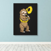 Luiaard Spelen Sousaphone Gift Mannen Sousaphone Canvas Afdruk (Insitu (Houten vloer))