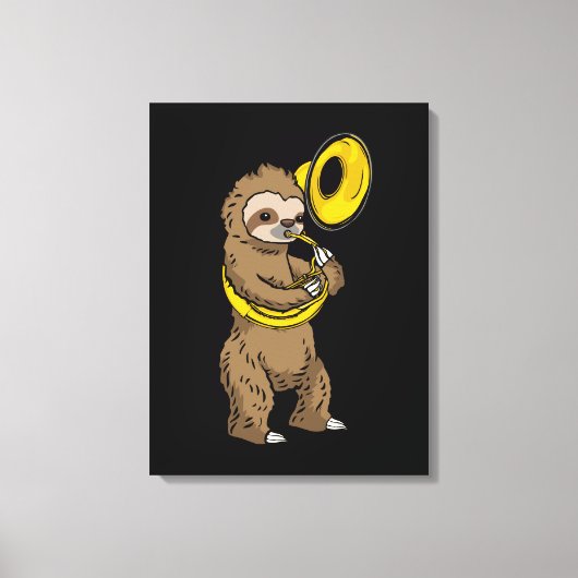 Luiaard Spelen Sousaphone Gift Mannen Sousaphone Canvas Afdruk (Voorkant)