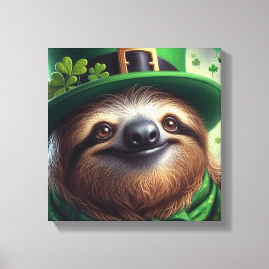 Luiaard St Paddys Dag Canvas Afdruk (Voorkant)