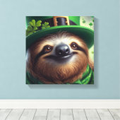 Luiaard St Paddys Dag Canvas Afdruk (Insitu (Houten vloer))