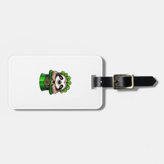 Luiaard St. Patrick's Day Leprechaun Shamrock Iers Bagagelabel (Voorkant horizontaal)