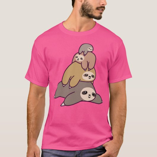Luiaard Stapel T-shirt (Voorkant)