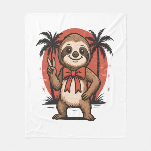 Luiaard Summer Beach Rocking Fleece Deken (Voorkant)