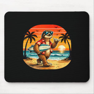 Luiaard surfboarder hawaii golf surfen strand muismat