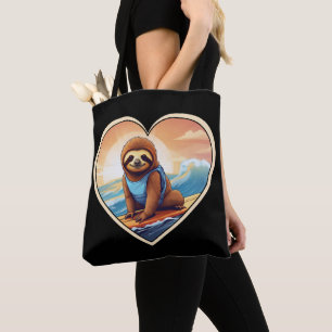 Luiaard surfen tote bag