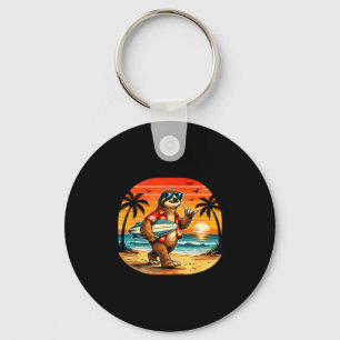 Luiaard surfplankrijder hawaii golf surfing strand sleutelhanger