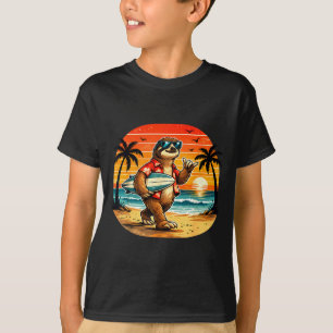Luiaard surfplankrijder hawaii golf surfstrand t-shirt