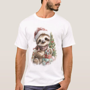 Luiaard T-shirt Kerstmis Kerstman Muts