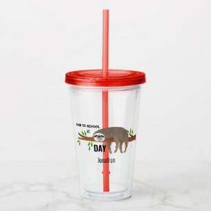 Luiaard Terug naar school de hele dag met naam mok Acryl Drinkbeker
