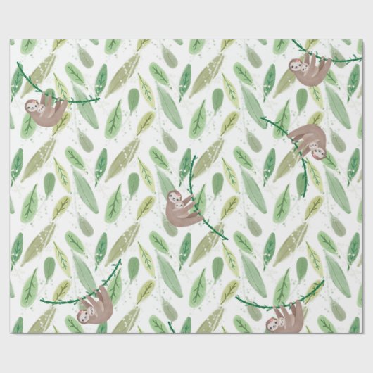 Luiaard thema cadeaupapier (Vlak)