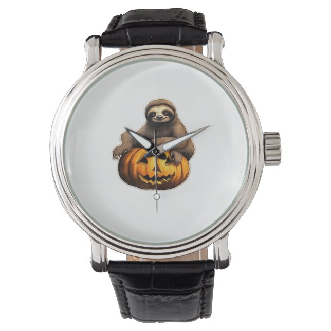 Luiaard thema Halloween Oversized T-Shirt Horloge (Voorkant)